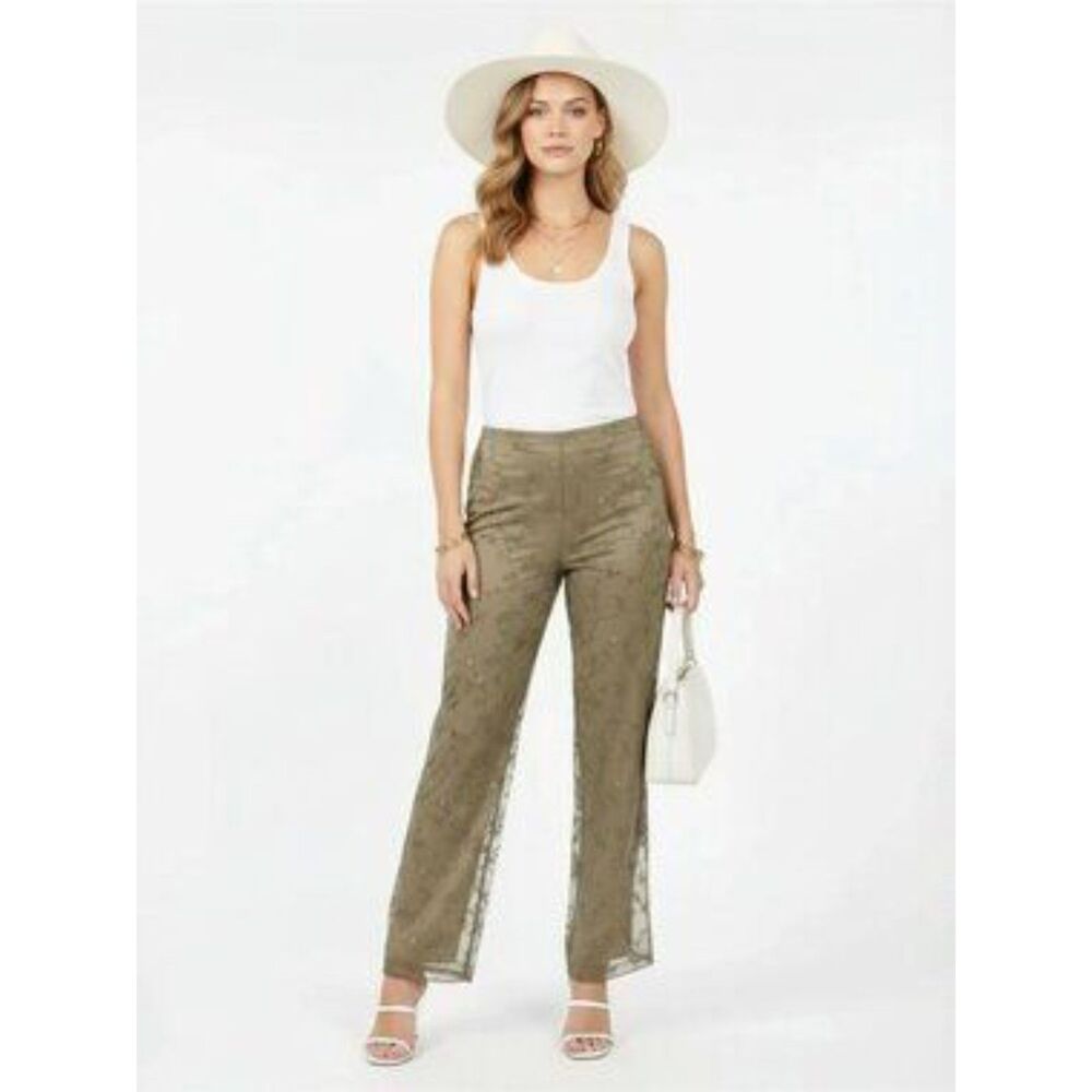 Ann Taylor 100% Silk Embellished Sequins Trouser Pants 4